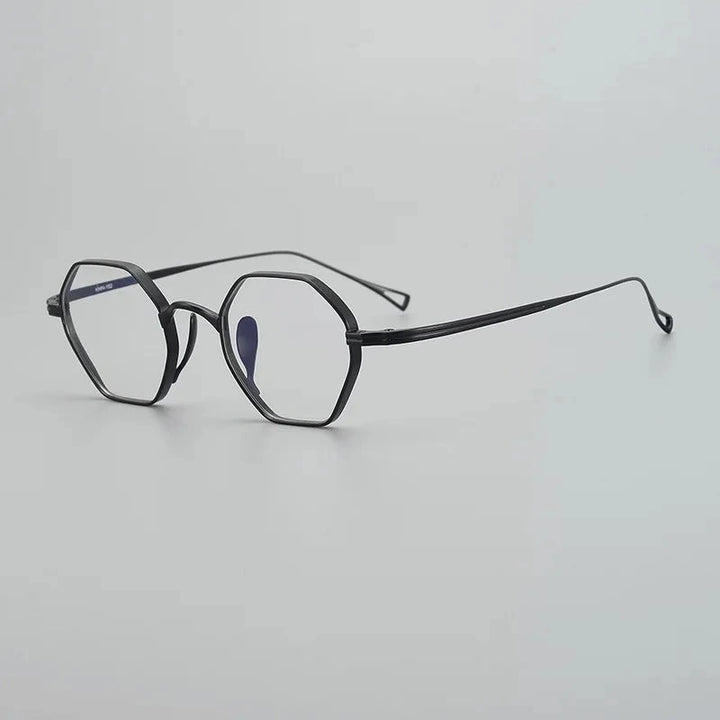 Blackmask Unisex Full Rim Polygon Pure Titanium Eyeglasses BM-KN152 - Black