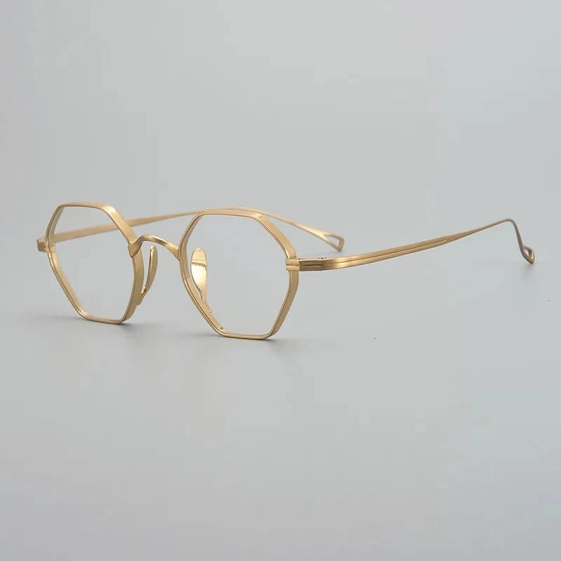 Blackmask Unisex Full Rim Polygon Pure Titanium Eyeglasses BM-KN152 - Gold