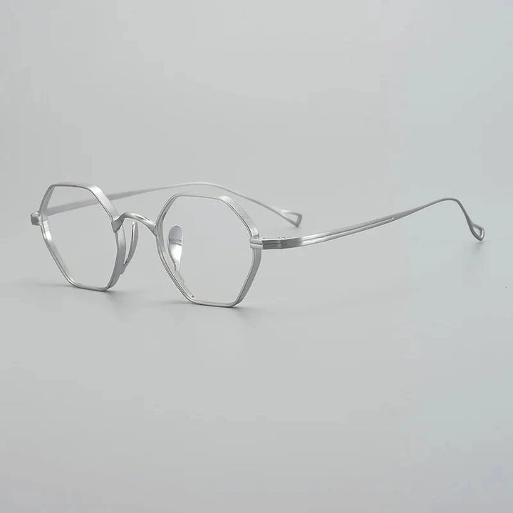 Blackmask Unisex Full Rim Polygon Pure Titanium Eyeglasses BM-KN152 - Silver