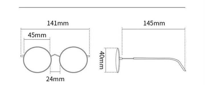 Blackmask Unisex Full Rim Polygon Pure Titanium Eyeglasses BM-KN152 - Official Size Chart and Dimensions