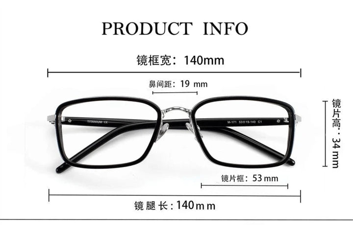 Blackmask BM-M171 Eyeglasses — Frame Dimensions and Sizing Chart