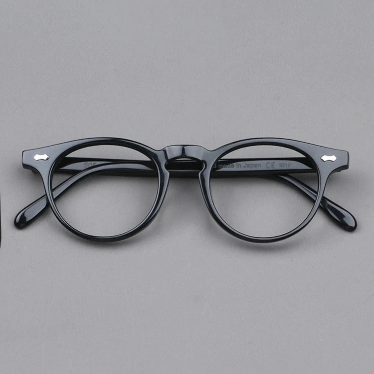 Blackmask Unisex Full Rim Round Acetate Eyeglasses BM-M505 - Black