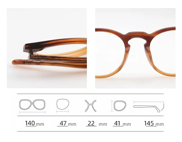 Blackmask Unisex Full Rim Round Acetate Eyeglasses BM-M505 - Official Size Chart and Dimensions