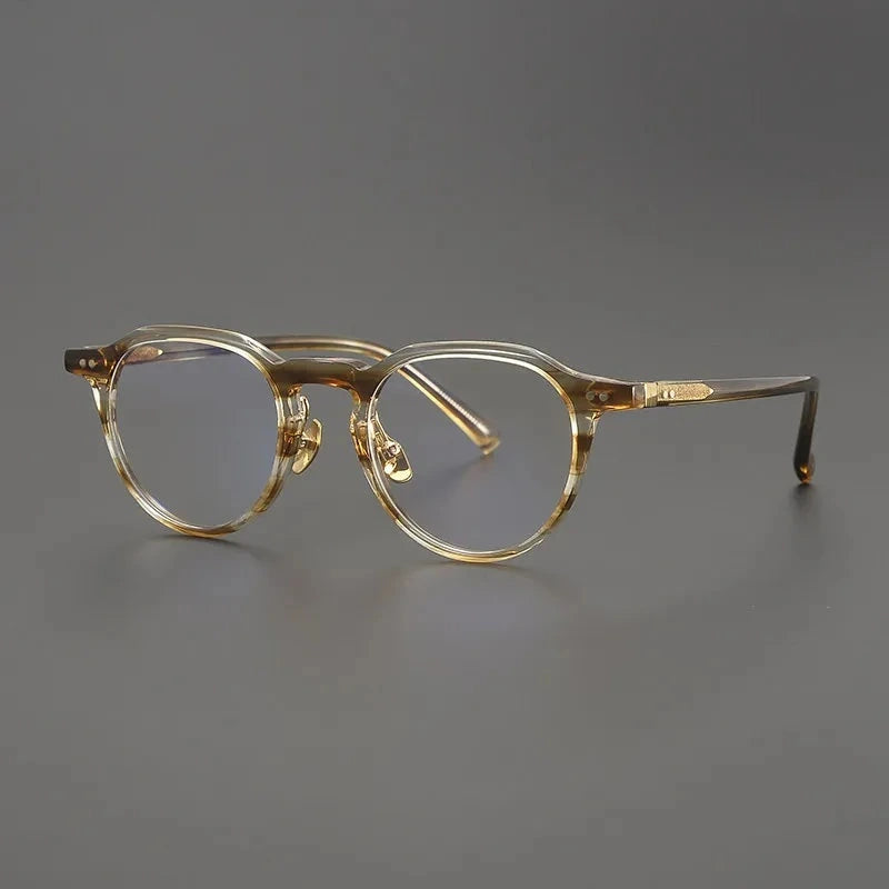 Blackmask Unisex Full Rim Round Acetate Eyeglasses BM-M505B - Amber