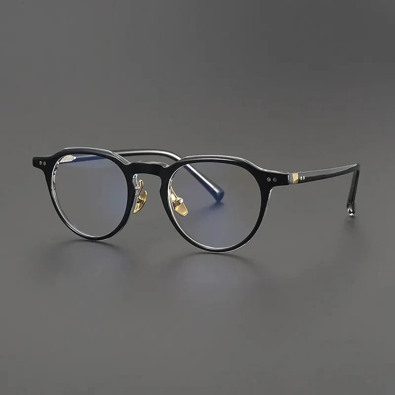 Blackmask Unisex Full Rim Round Acetate Eyeglasses BM-M505B - Black