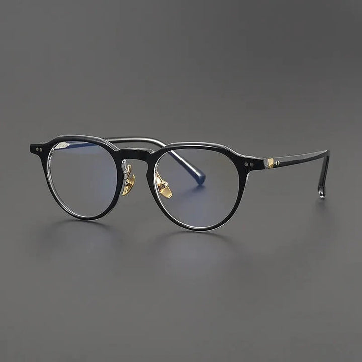 Blackmask Unisex Full Rim Round Acetate Eyeglasses BM-M505B - Black