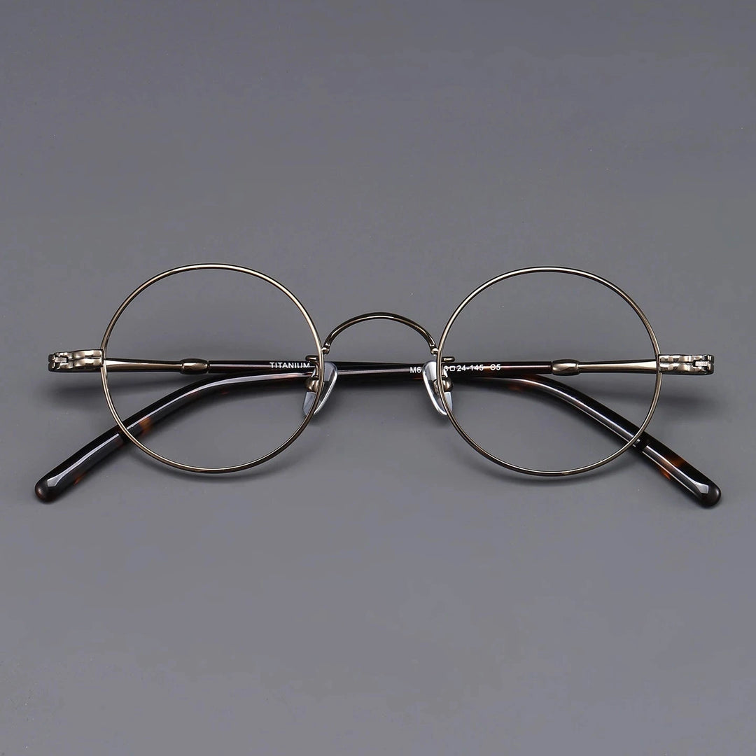 Blackmask Unisex Full Rim Round Pure Titanium Eyeglasses BM-M605 - Bronze