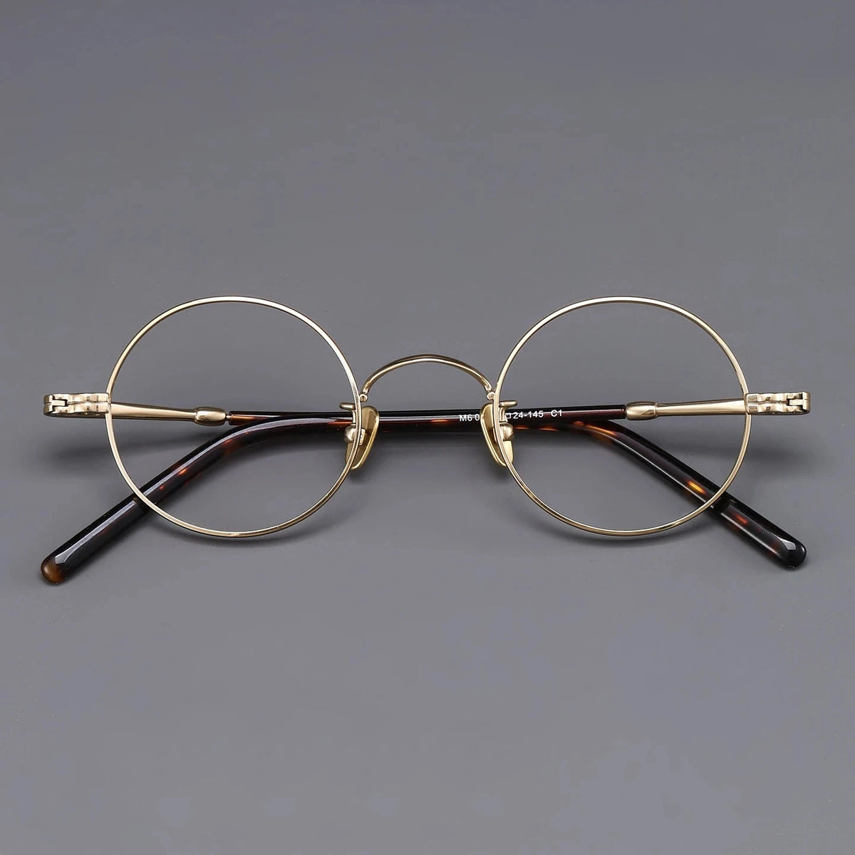Blackmask Unisex Full Rim Round Pure Titanium Eyeglasses BM-M605 - Gold