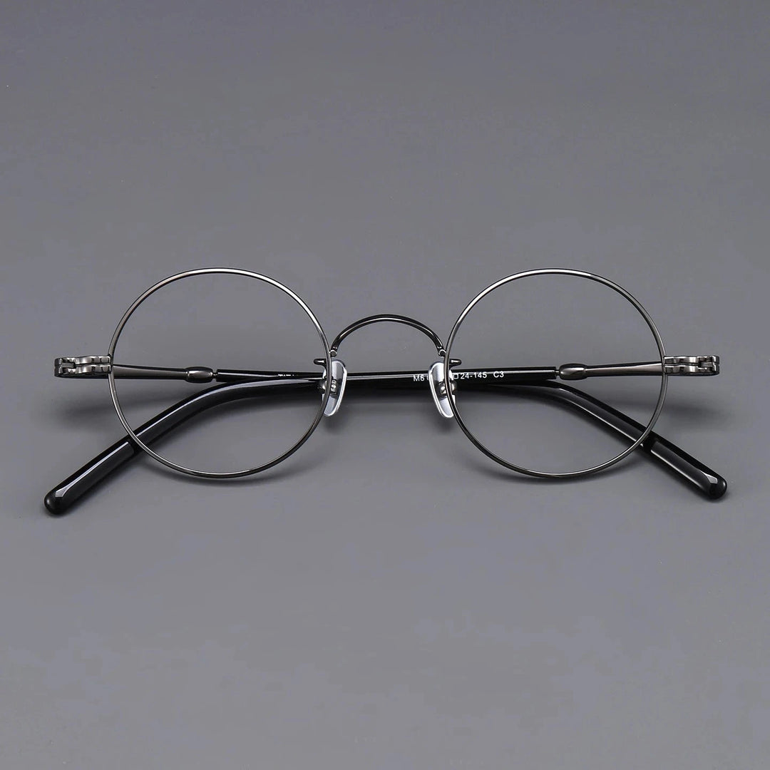 Blackmask Unisex Full Rim Round Pure Titanium Eyeglasses BM-M605 - Gun Gray