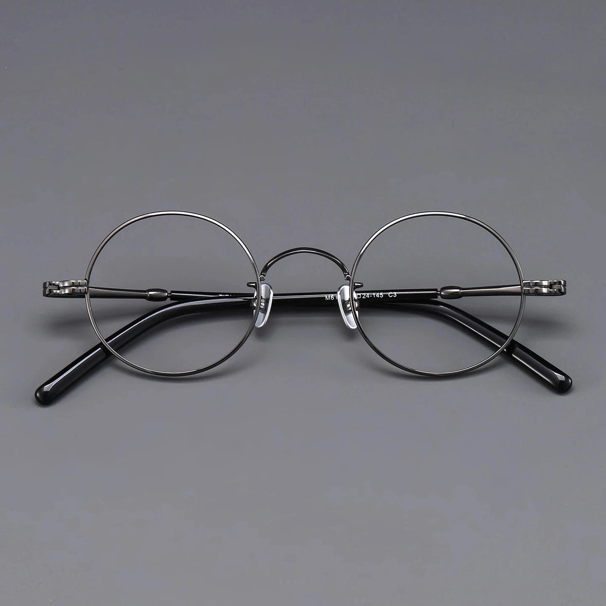 Blackmask Unisex Full Rim Round Pure Titanium Eyeglasses BM-M605 - Gun Gray