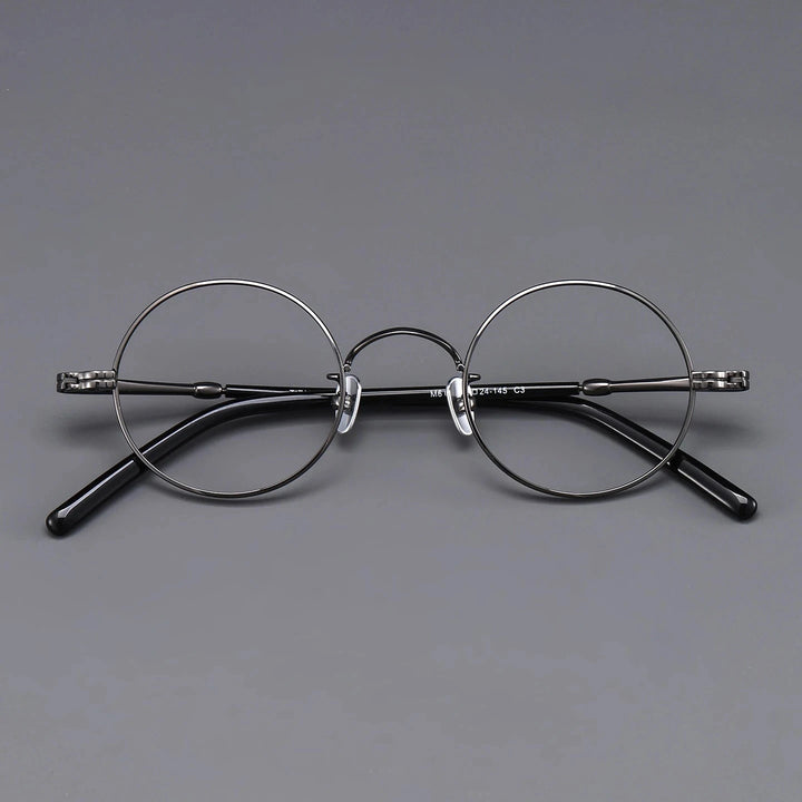 Blackmask Unisex Full Rim Round Pure Titanium Eyeglasses BM-M605 - Gun Gray