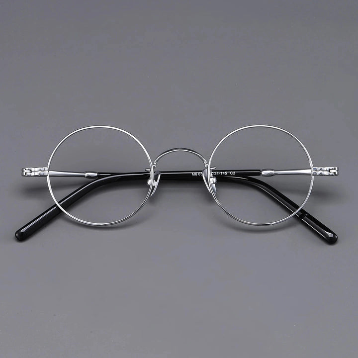 Blackmask Unisex Full Rim Round Pure Titanium Eyeglasses BM-M605 - Silver