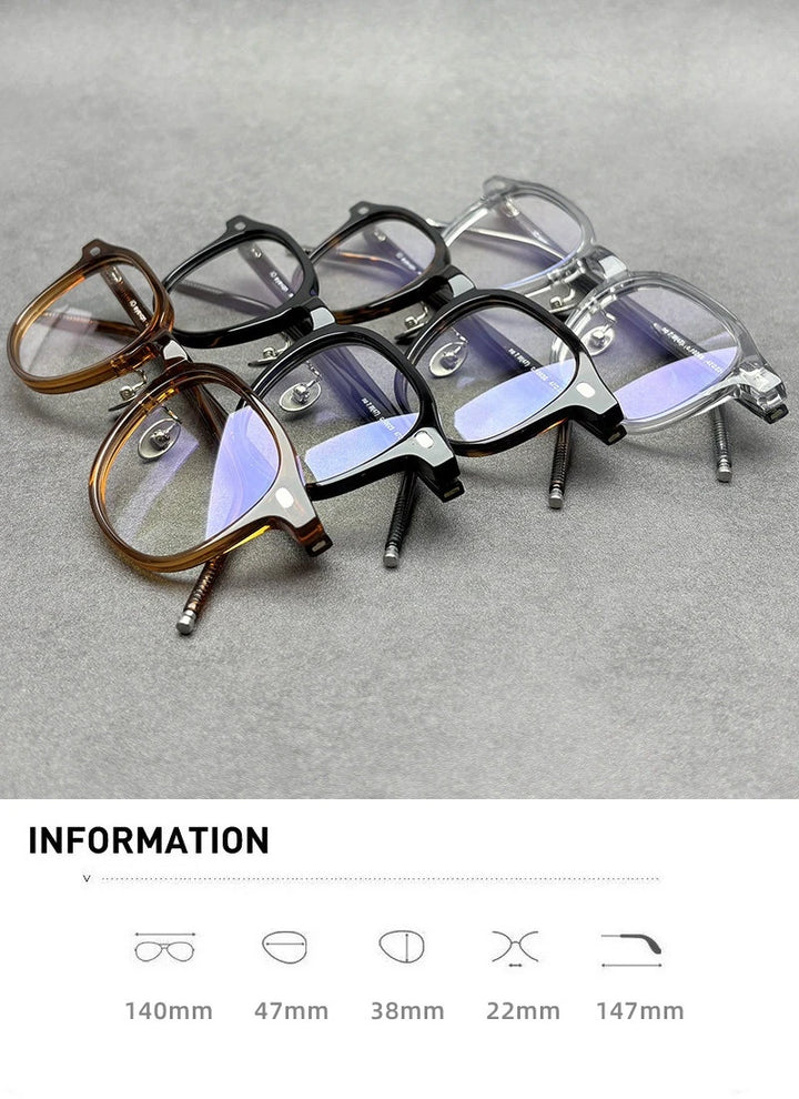 Blackmask Unisex Full Rim Square Acetate Eyeglasses BM-M7 - Official Size Chart and Dimensions