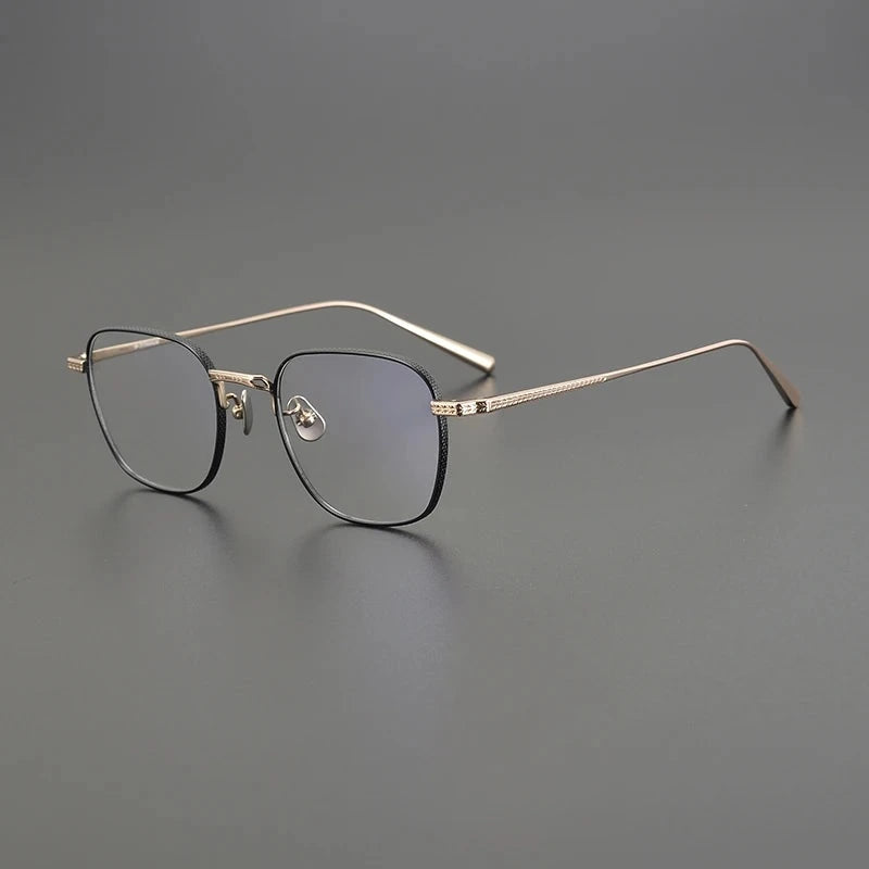 Blackmask Unisex Full Rim Square Pure Titanium Eyeglasses BM-N015 - Black-Gold