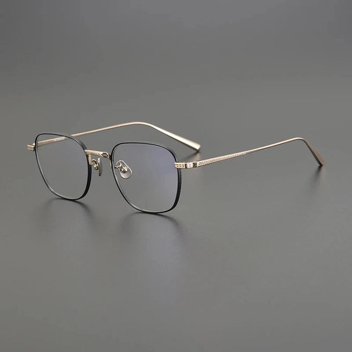 Blackmask Unisex Full Rim Square Pure Titanium Eyeglasses BM-N015 - Black-Gold