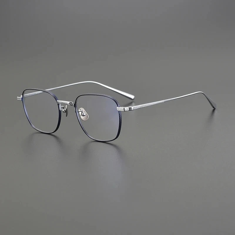 Blackmask Unisex Full Rim Square Pure Titanium Eyeglasses BM-N015 - Blue-Silver