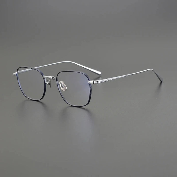 Blackmask Unisex Full Rim Square Pure Titanium Eyeglasses BM-N015 - Blue-Silver