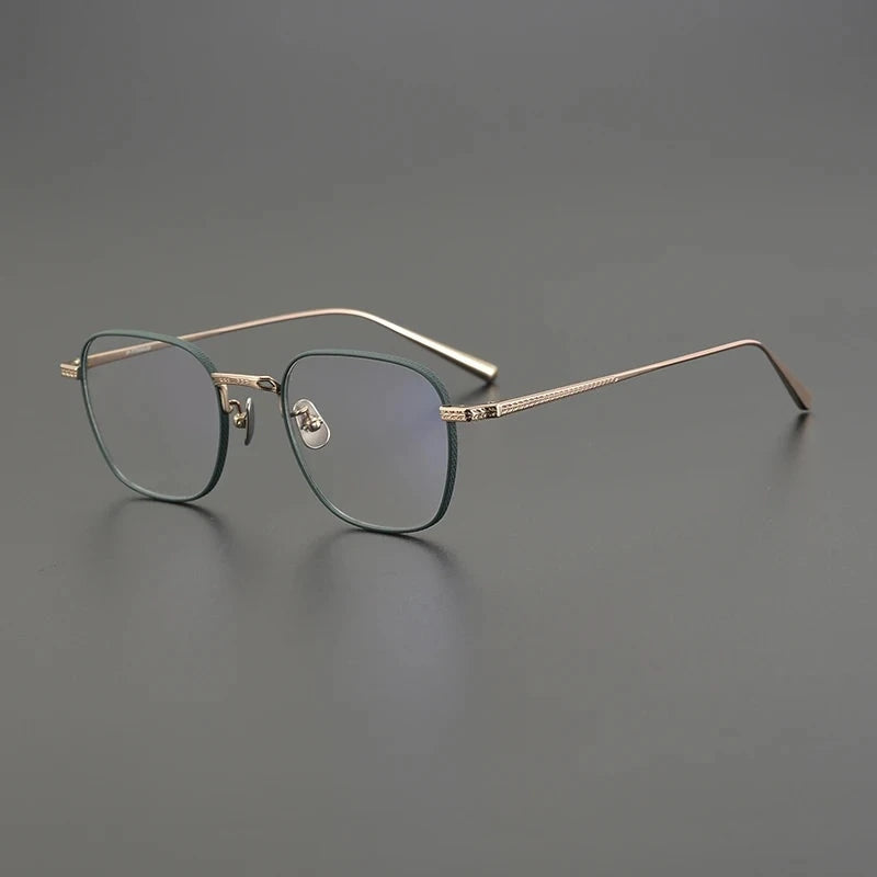 Blackmask Unisex Full Rim Square Pure Titanium Eyeglasses BM-N015 - Green-Gold