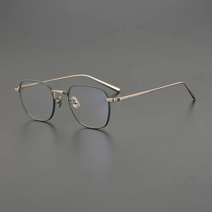Blackmask Unisex Full Rim Square Pure Titanium Eyeglasses BM-N015 - Green-Gold