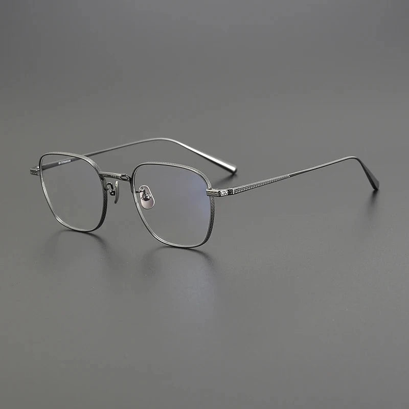 Blackmask Unisex Full Rim Square Pure Titanium Eyeglasses BM-N015 - Gun Gray