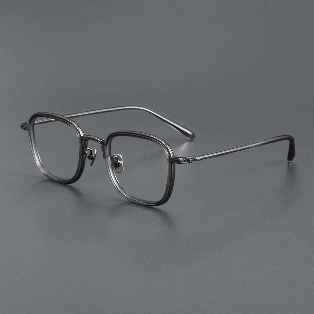 Blackmask Unisex Full Rim Square Titanium Acetate Eyeglasses BM-N043 - Gray