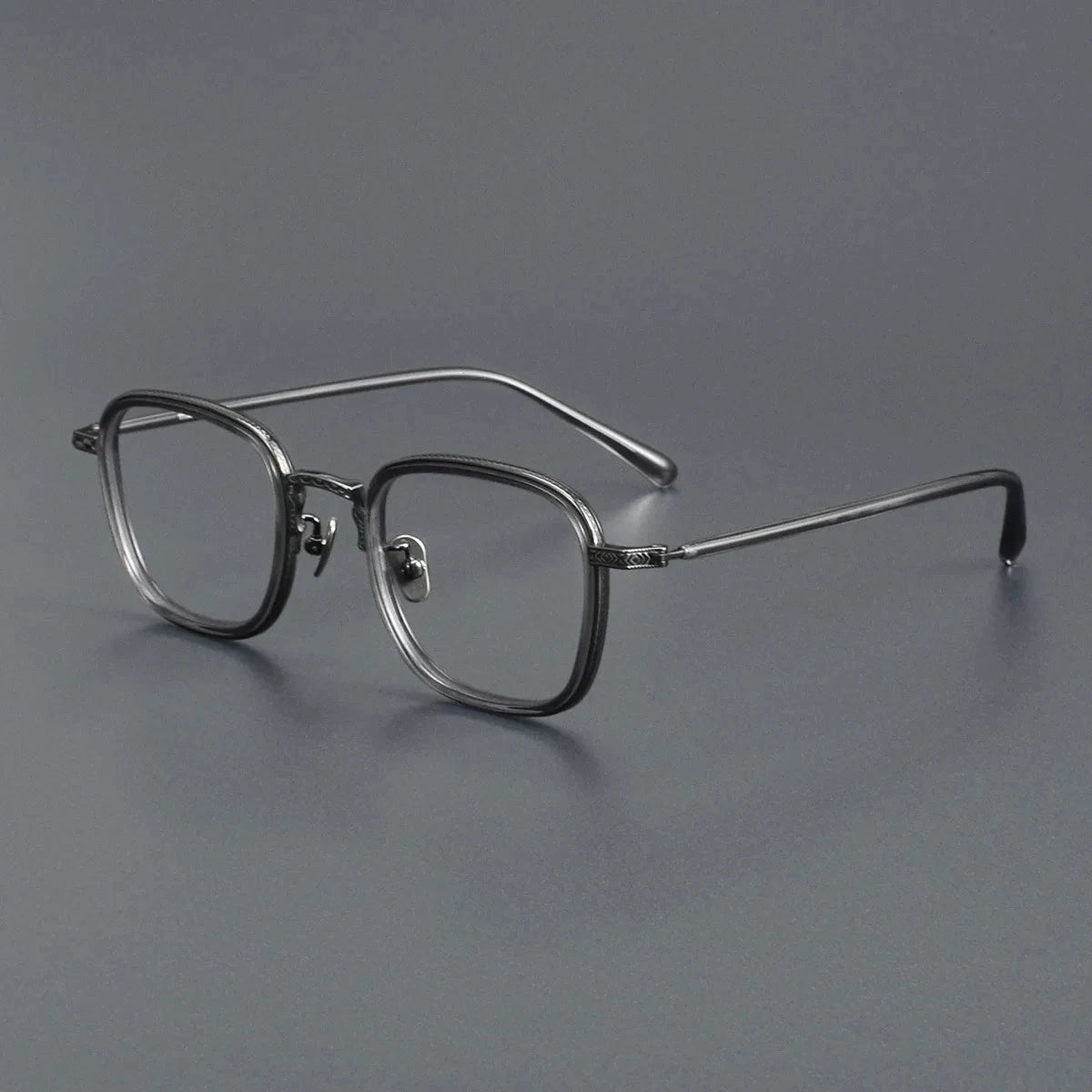 Blackmask Unisex Full Rim Square Titanium Acetate Eyeglasses BM-N043 - Gray