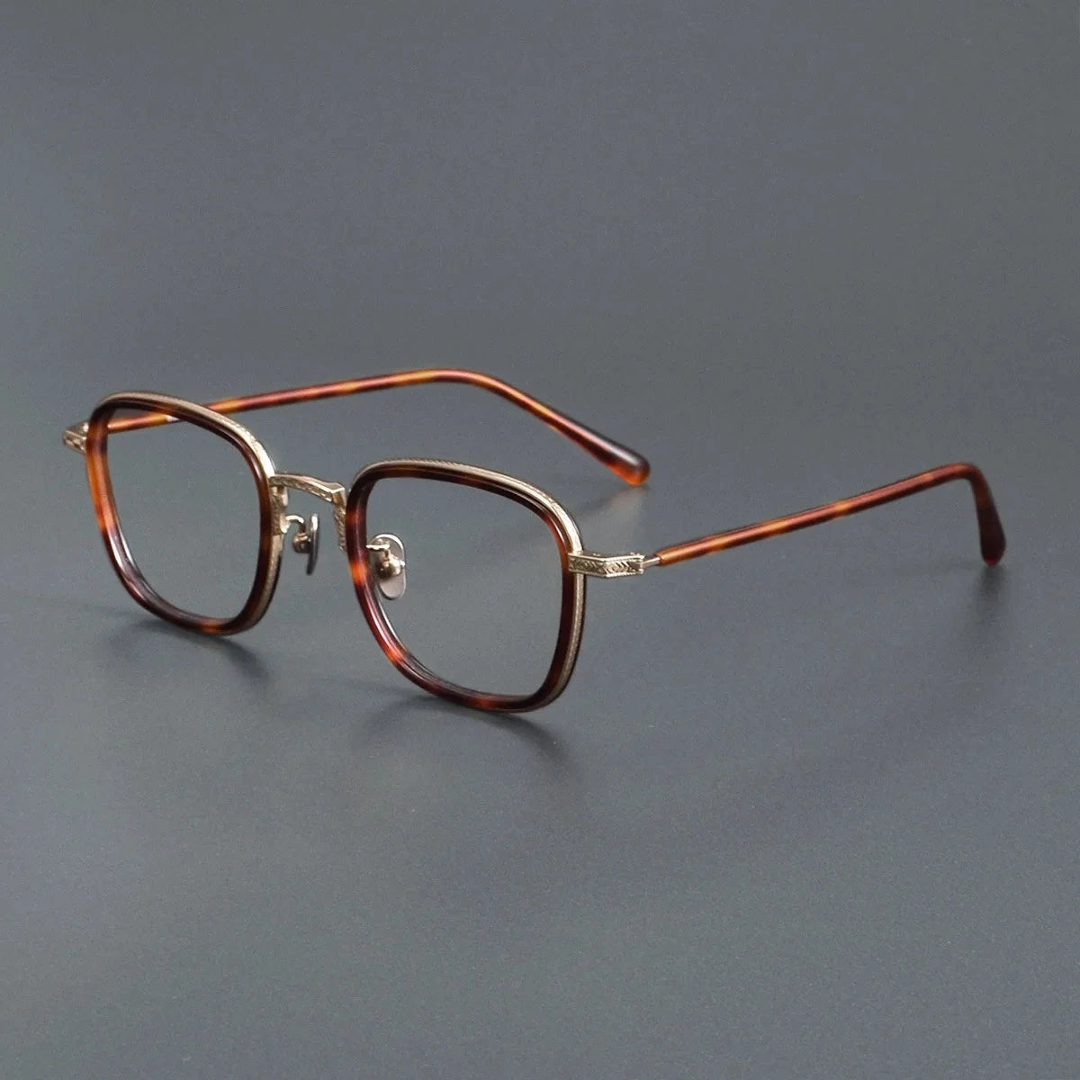 Blackmask Unisex Full Rim Square Titanium Acetate Eyeglasses BM-N043 - Tortoise-Gold
