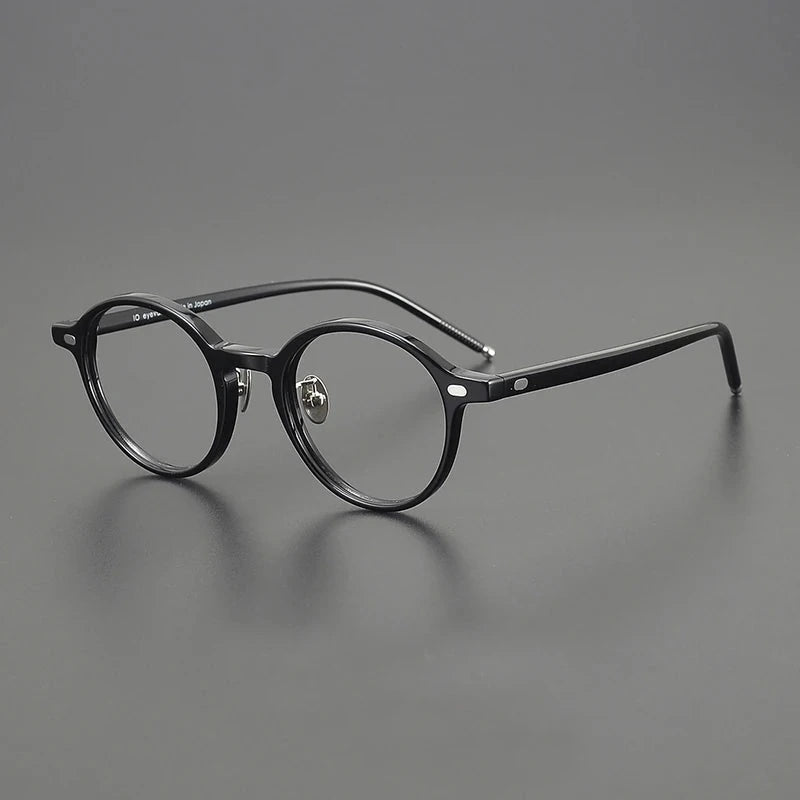 Blackmask Unisex Full Rim Round Acetate Eyeglasses BM-O5 - Black