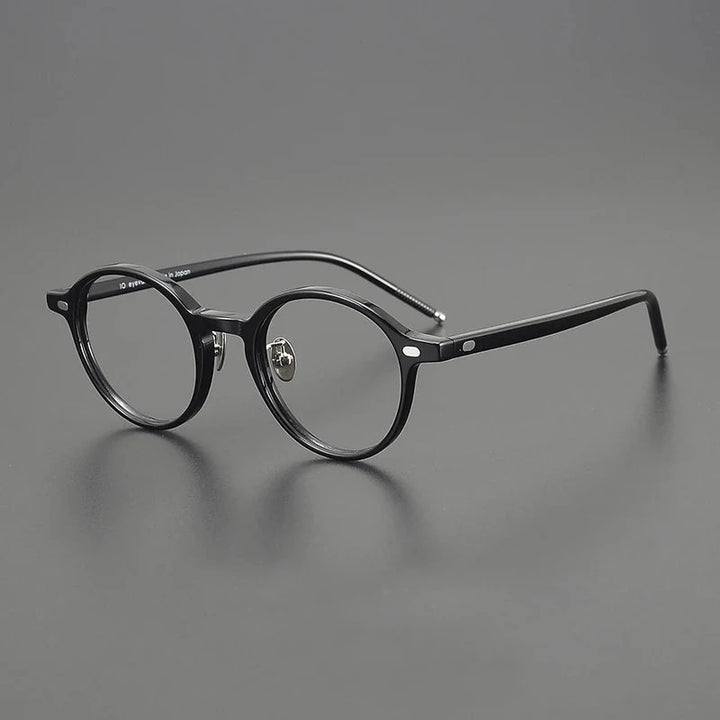 Blackmask Unisex Full Rim Round Acetate Eyeglasses BM-O5 - Black