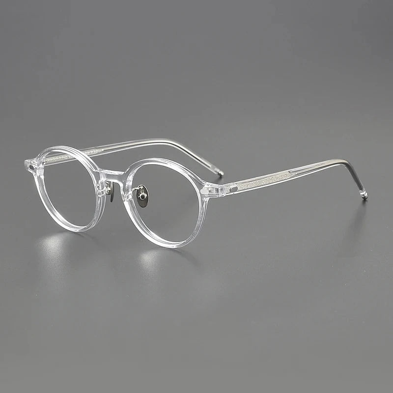 Blackmask Unisex Full Rim Round Acetate Eyeglasses BM-O5 - Crystal