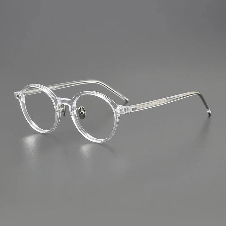 Blackmask Unisex Full Rim Round Acetate Eyeglasses BM-O5 - Crystal