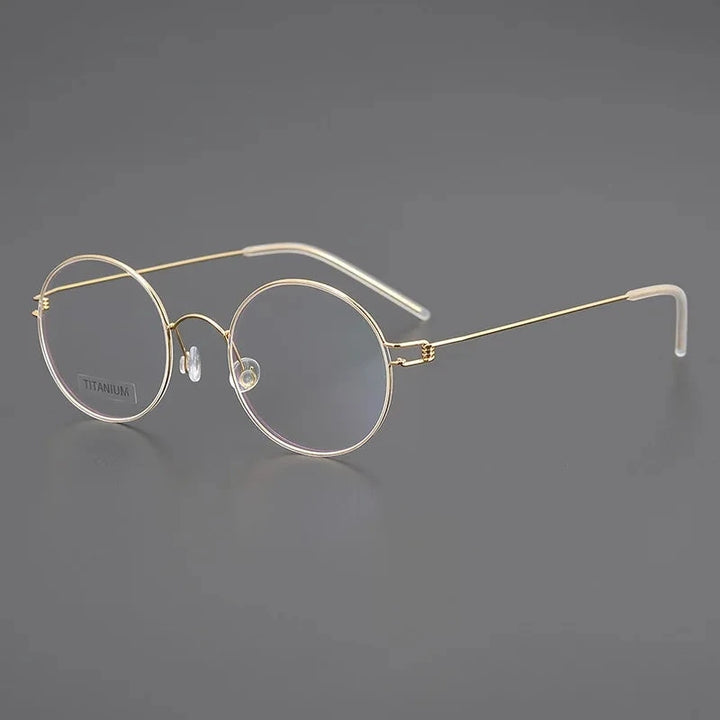 Blackmask Unisex Full Rim Round Pure Titanium Eyeglasses BM-P003 - Gold
