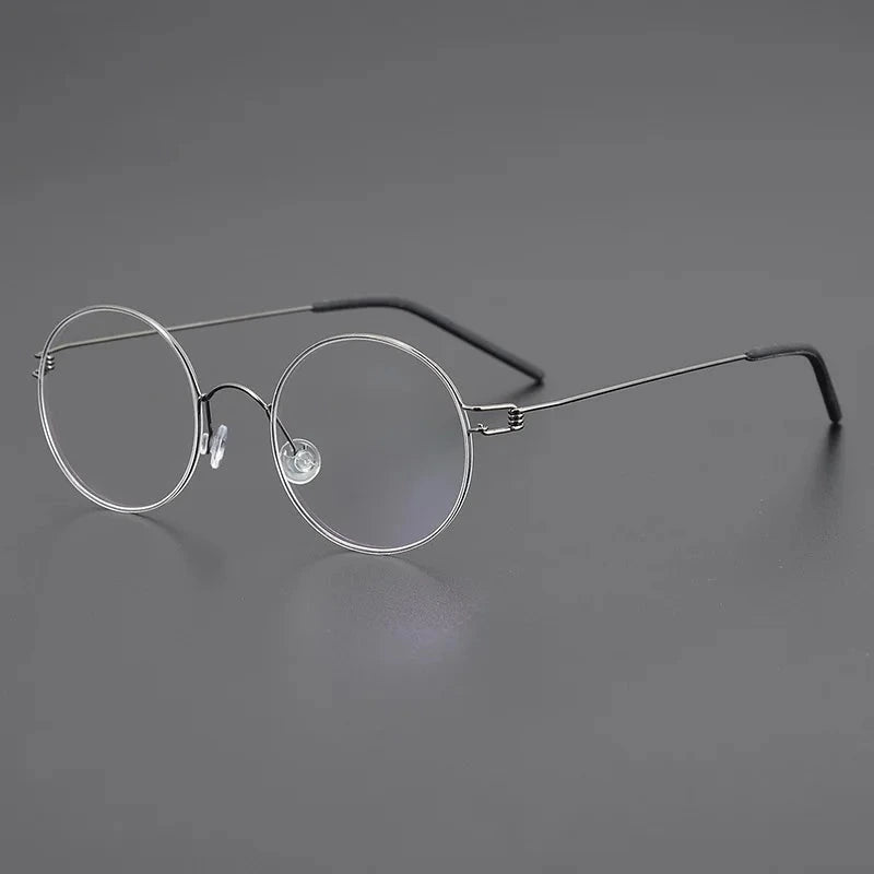 Blackmask Unisex Full Rim Round Pure Titanium Eyeglasses BM-P003 - Gun Gray