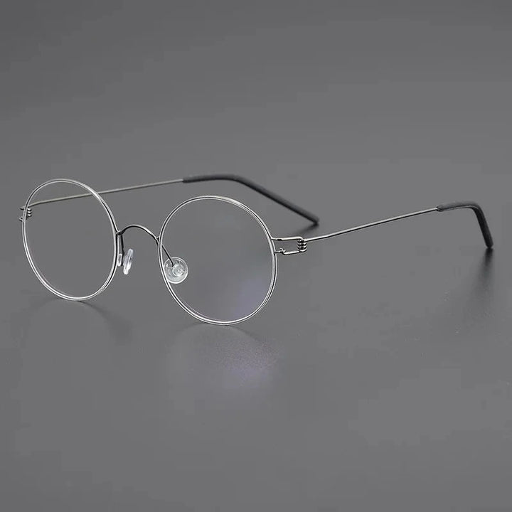 Blackmask Unisex Full Rim Round Pure Titanium Eyeglasses BM-P003 - Gun Gray