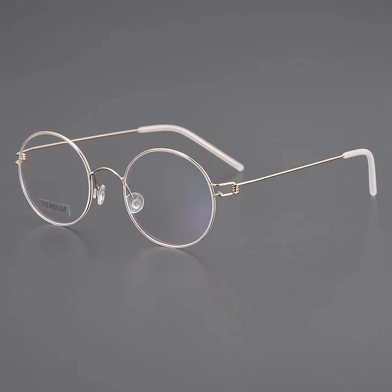 Blackmask Unisex Full Rim Round Pure Titanium Eyeglasses BM-P003 - Rose Gold
