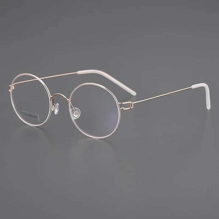 Blackmask Unisex Full Rim Round Pure Titanium Eyeglasses BM-P003 - Rose Gold