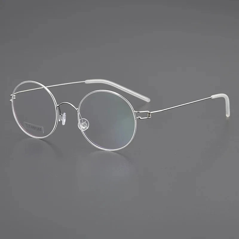 Blackmask Unisex Full Rim Round Pure Titanium Eyeglasses BM-P003 - Silver