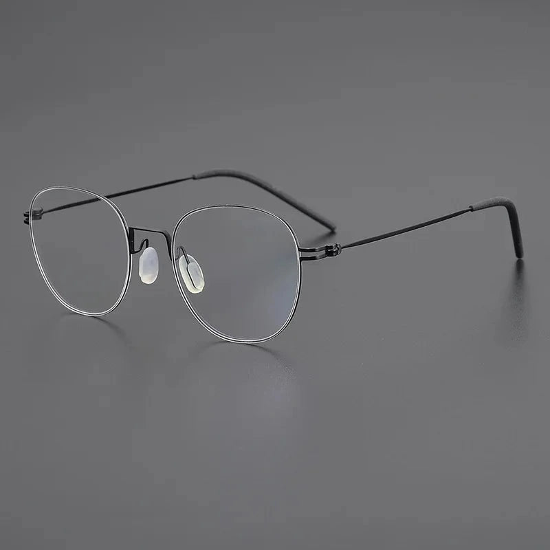 Blackmask Unisex Full Rim Round Pure Titanium Eyeglasses BM-P9892 - Black