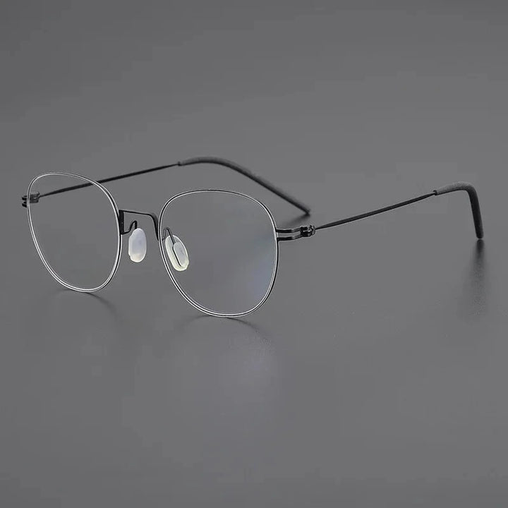 Blackmask Unisex Full Rim Round Pure Titanium Eyeglasses BM-P9892 - Black