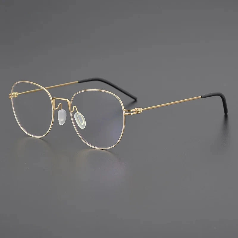 Blackmask Unisex Full Rim Round Pure Titanium Eyeglasses BM-P9892 - Gold