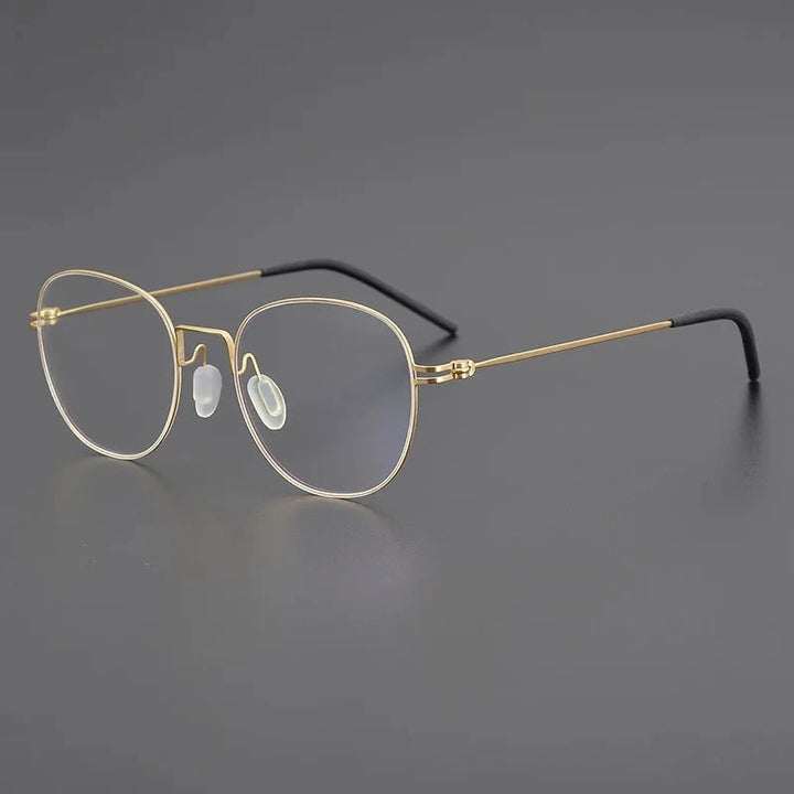 Blackmask Unisex Full Rim Round Pure Titanium Eyeglasses BM-P9892 - Gold