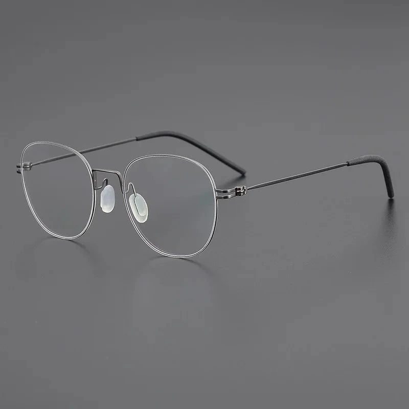 Blackmask Unisex Full Rim Round Pure Titanium Eyeglasses BM-P9892 - Gun Gray