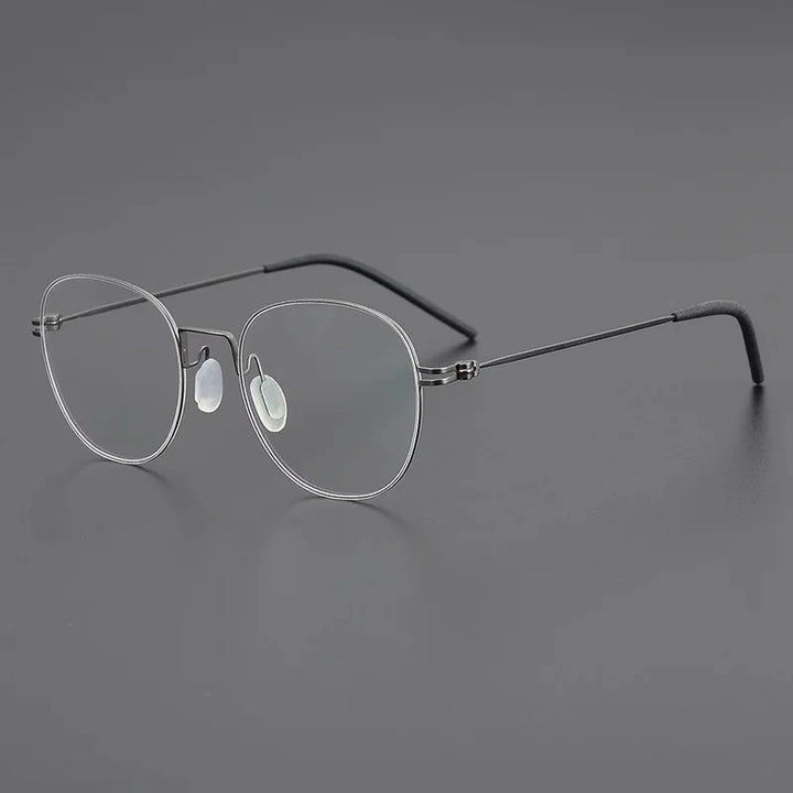 Blackmask Unisex Full Rim Round Pure Titanium Eyeglasses BM-P9892 - Gun Gray