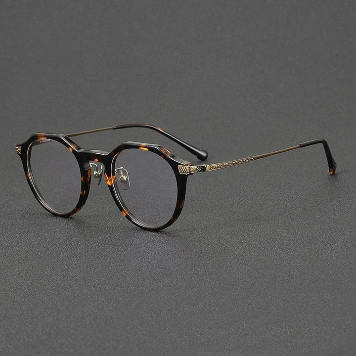 Blackmask Unisex Full Rim Round Titanium Acetate Eyeglasses BM-S402 - Tortoise-Bronze