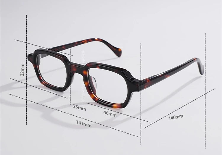 Blackmask Unisex Full Rim Square Acetate Eyeglasses BM-S5027 - Official Size Chart and Dimensions