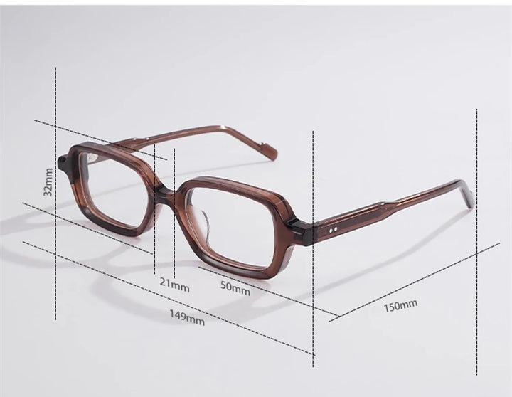 Blackmask Unisex Full Rim Square Acetate Eyeglasses BM-S5028 - Official Size Chart and Dimensions
