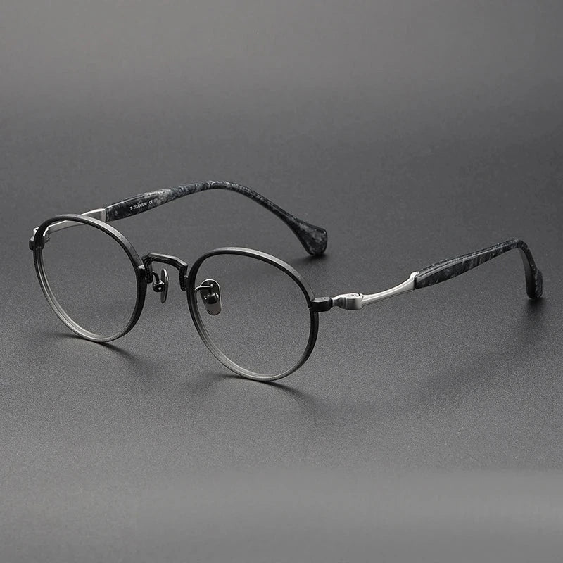 Blackmask Unisex Full Rim Round Pure Titanium Eyeglasses BM-SH80867 - Gradient-Silver