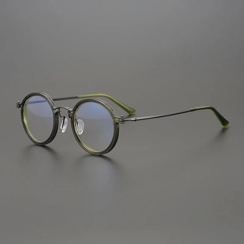 Blackmask Unisex Full Rim Round Titanium Acetate Eyeglasses BM-T5860A - Green