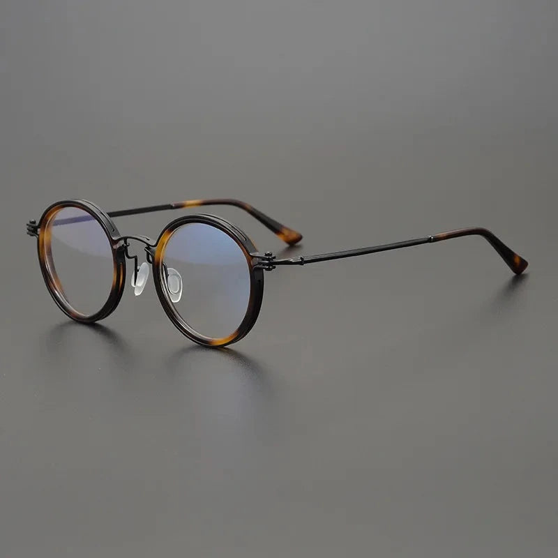 Blackmask Unisex Full Rim Round Titanium Acetate Eyeglasses BM-T5860A - Tortoise