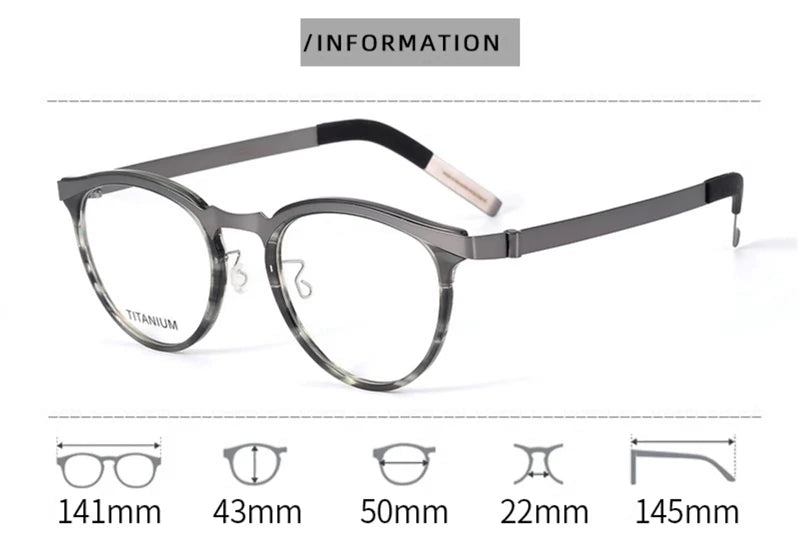Blackmask Unisex Full Rim Round Titanium Acetate Eyeglasses BM-XP9903 - Official Size Chart and Dimensions